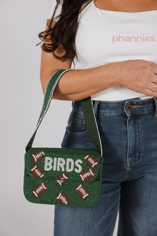BIRDS Football Beaded Shoulder Bag