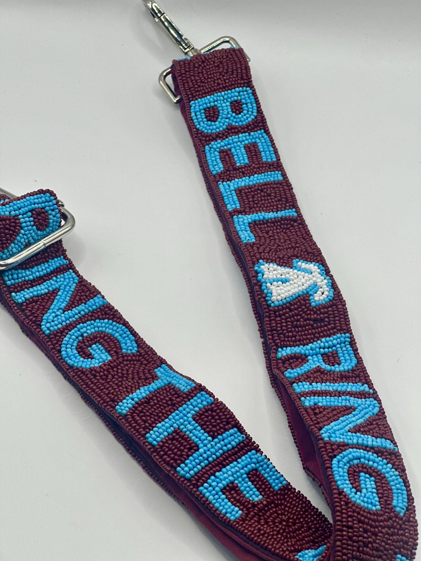 RING THE BELL Philadelphia Baseball Beaded Strap | Burgundy & Powder Blue