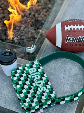 BIRDS Football Checkered Beaded Shoulder Bag
