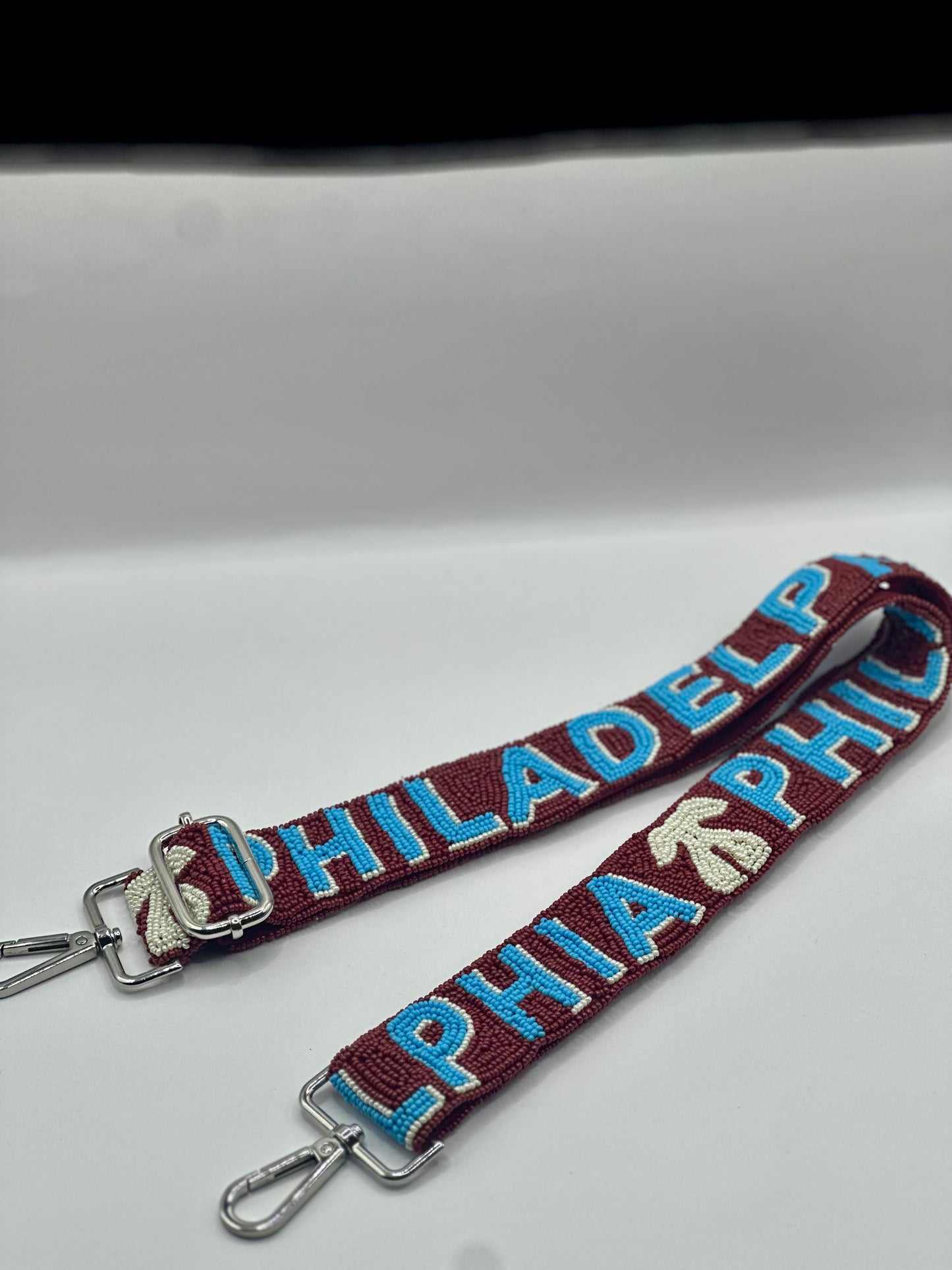 PHILADELPHIA Beaded Strap - Burgundy and Powder Blue