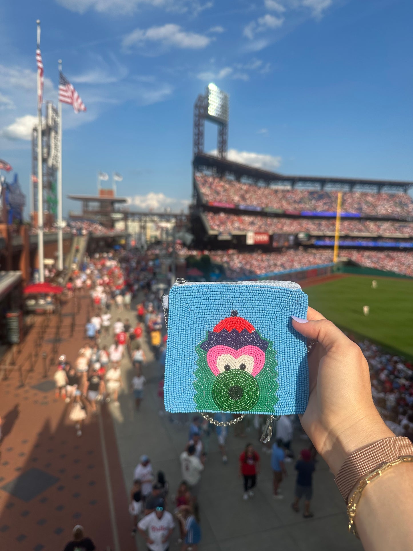 Philadelphia Mascot Beaded Coin Purse