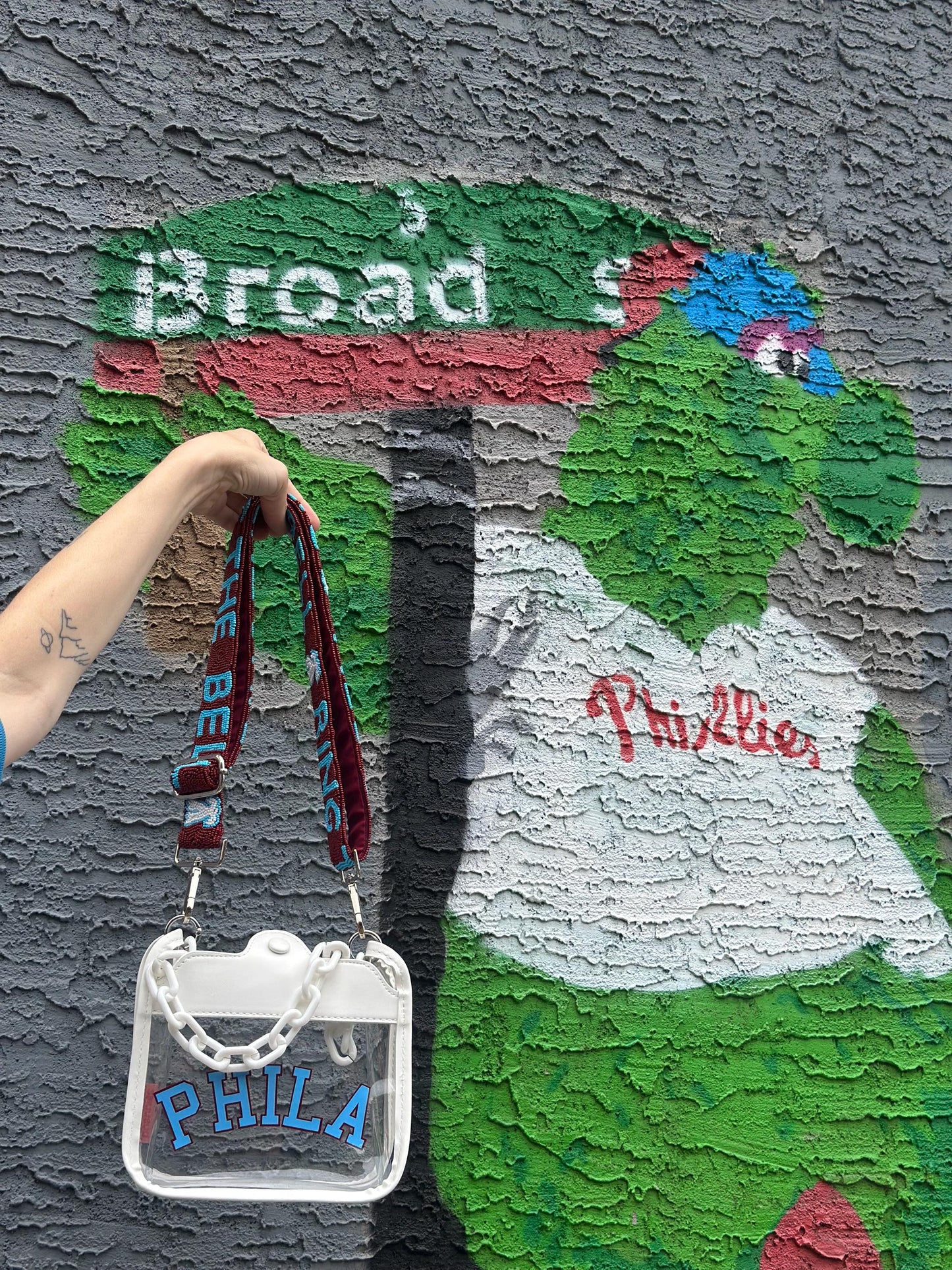 PHILA Clear Crossbody Bag | Stadium Approved with RING THE BELL Strap
