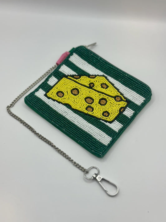 Green Bay Cheese Beaded Coin Purse