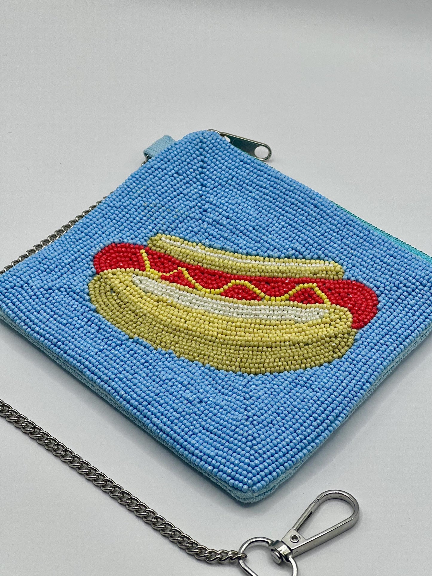 Hot Dog Beaded Coin Purse
