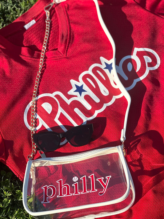 philly White Convertable Crossbody Purse | Red