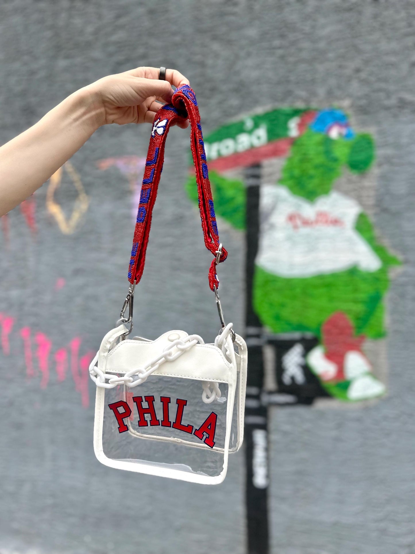 PHILA Clear Crossbody Bag | Stadium Approved with RING THE BELL Strap