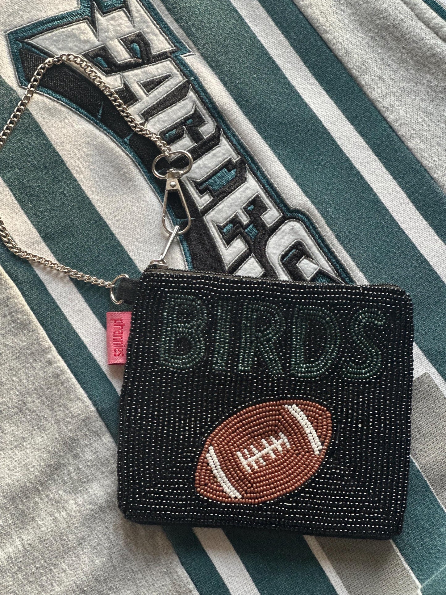 Beaded BIRDS Coin Purse: Handmade Football Pouch, Game Day Accessory