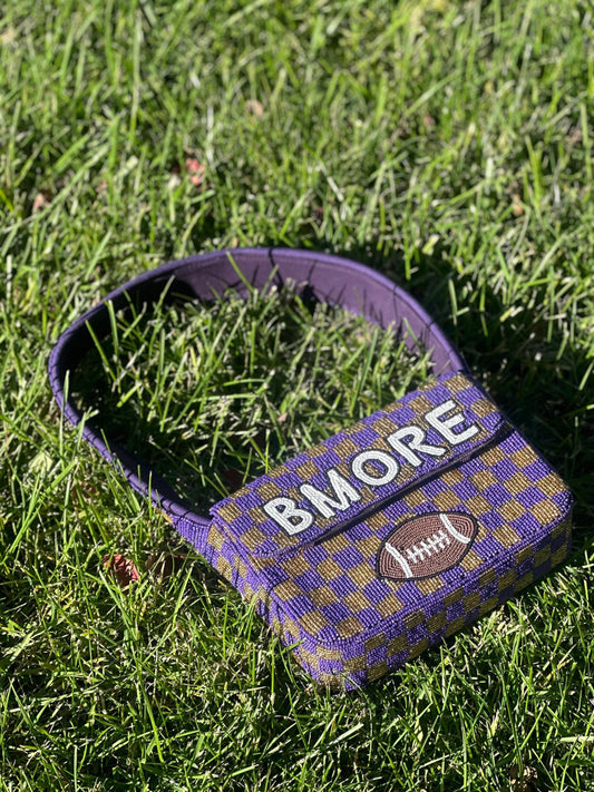 BMORE Football Checkered Beaded Shoulder Bag