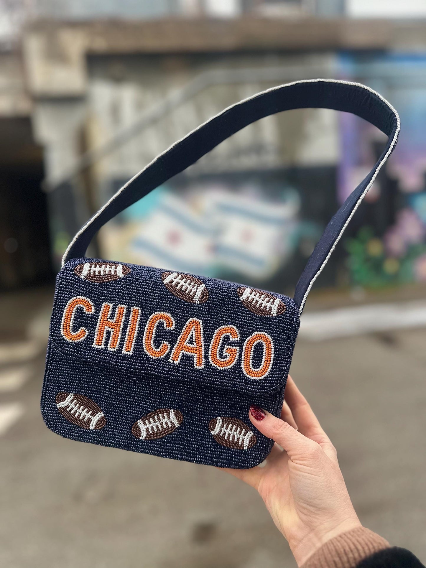 Chicago Football Beaded Shoulder Bag – Game Day Purse