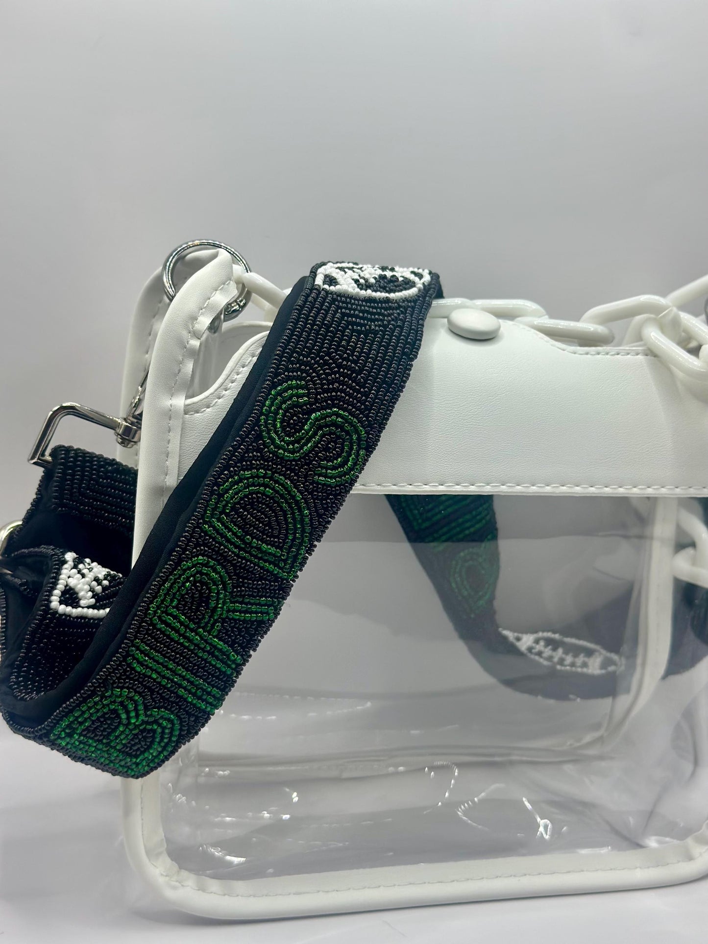 White Clear Crossbody Bag | Stadium Approved with Black BIRDS Strap