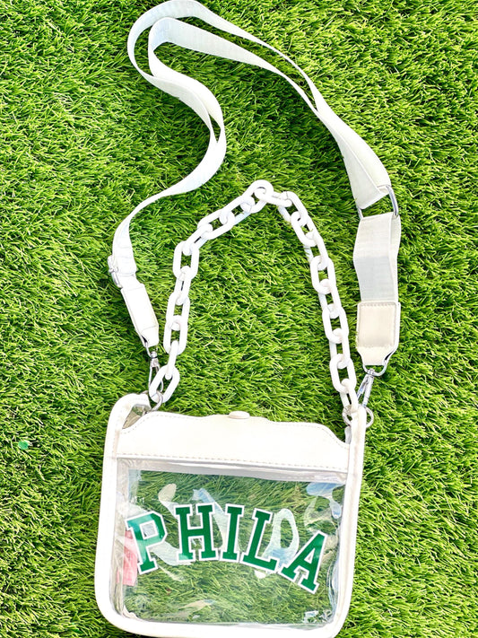 PHILA White Clear Crossbody Bag | Green & White