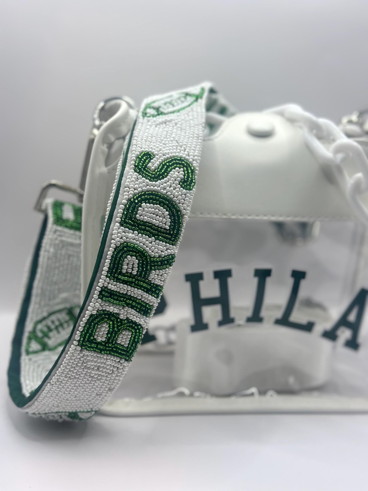 PHILA Clear Crossbody Bag with White BIRDS Strap