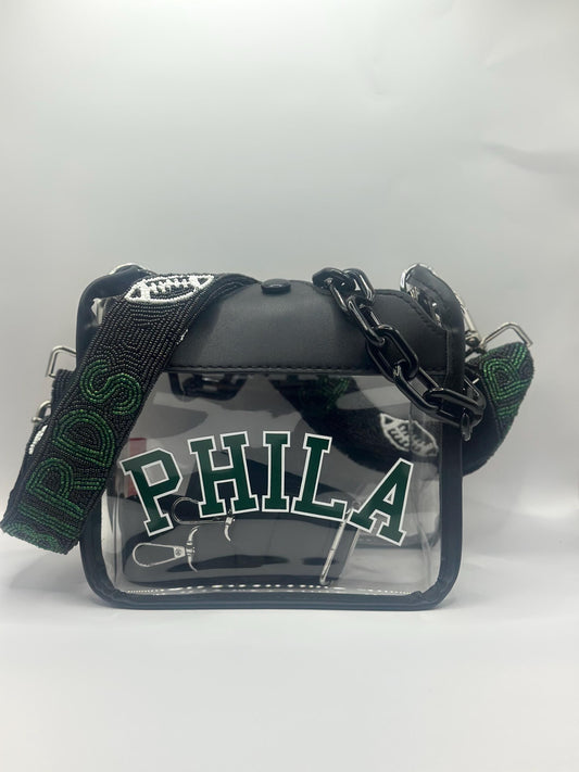 PHILA Clear Crossbody Bag with Black BIRDS Strap