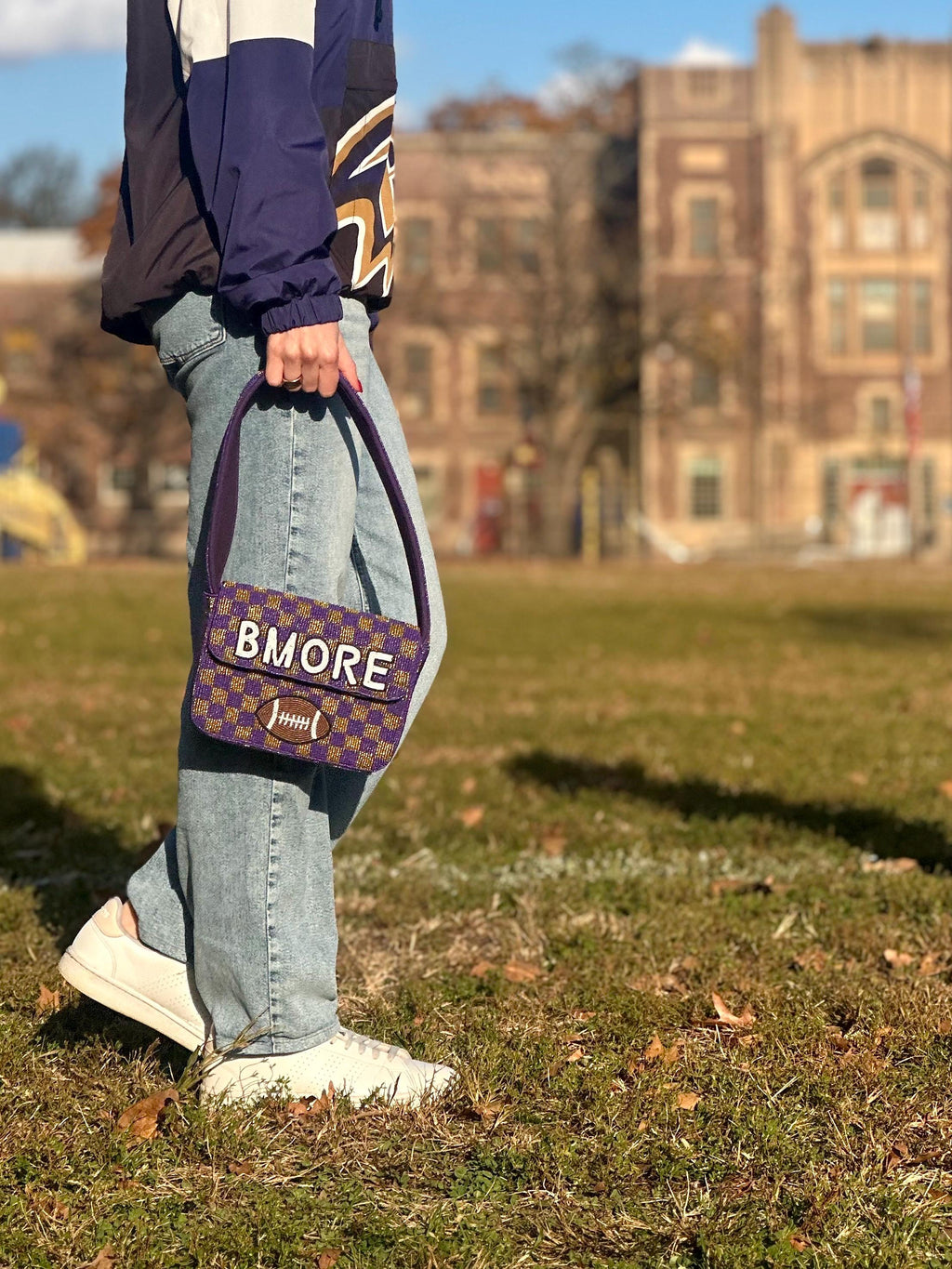 *PRE-ORDER* Baltimore Football | Purple & Gold 'Baltimore' Beaded Bag- Variation 2 of 3