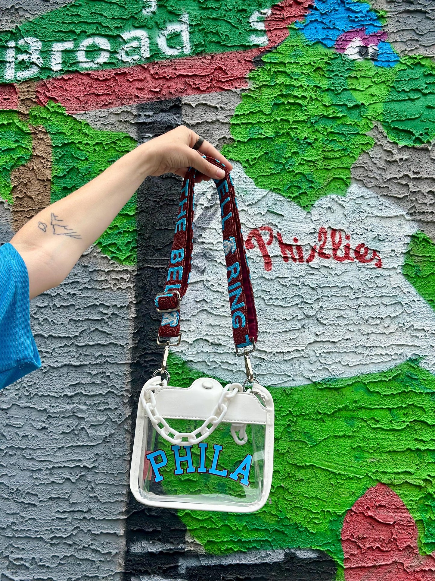 PHILA Clear Crossbody Bag | Stadium Approved with RING THE BELL Strap