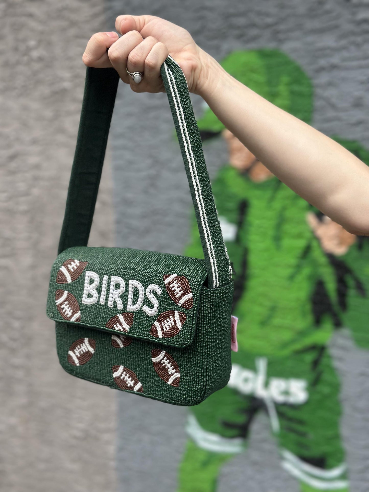 BIRDS Football Beaded Shoulder Bag