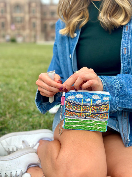 Football Stadium Beaded Coin Purse