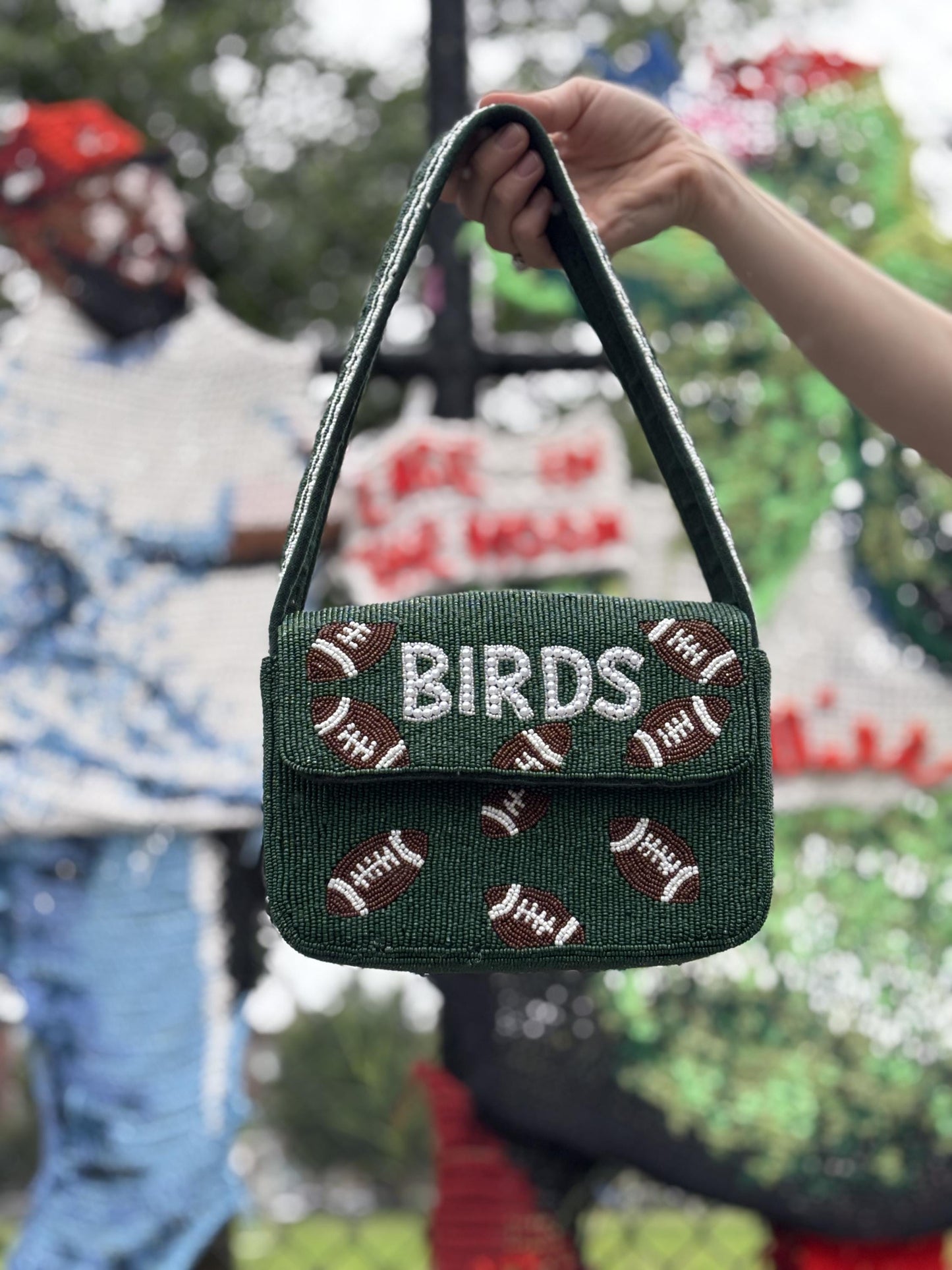 BIRDS Football Beaded Shoulder Bag