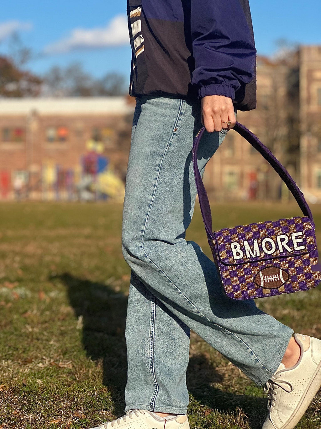 *PRE-ORDER* Baltimore Football | Purple & Gold 'Baltimore' Beaded Bag- Variation 2 of 3