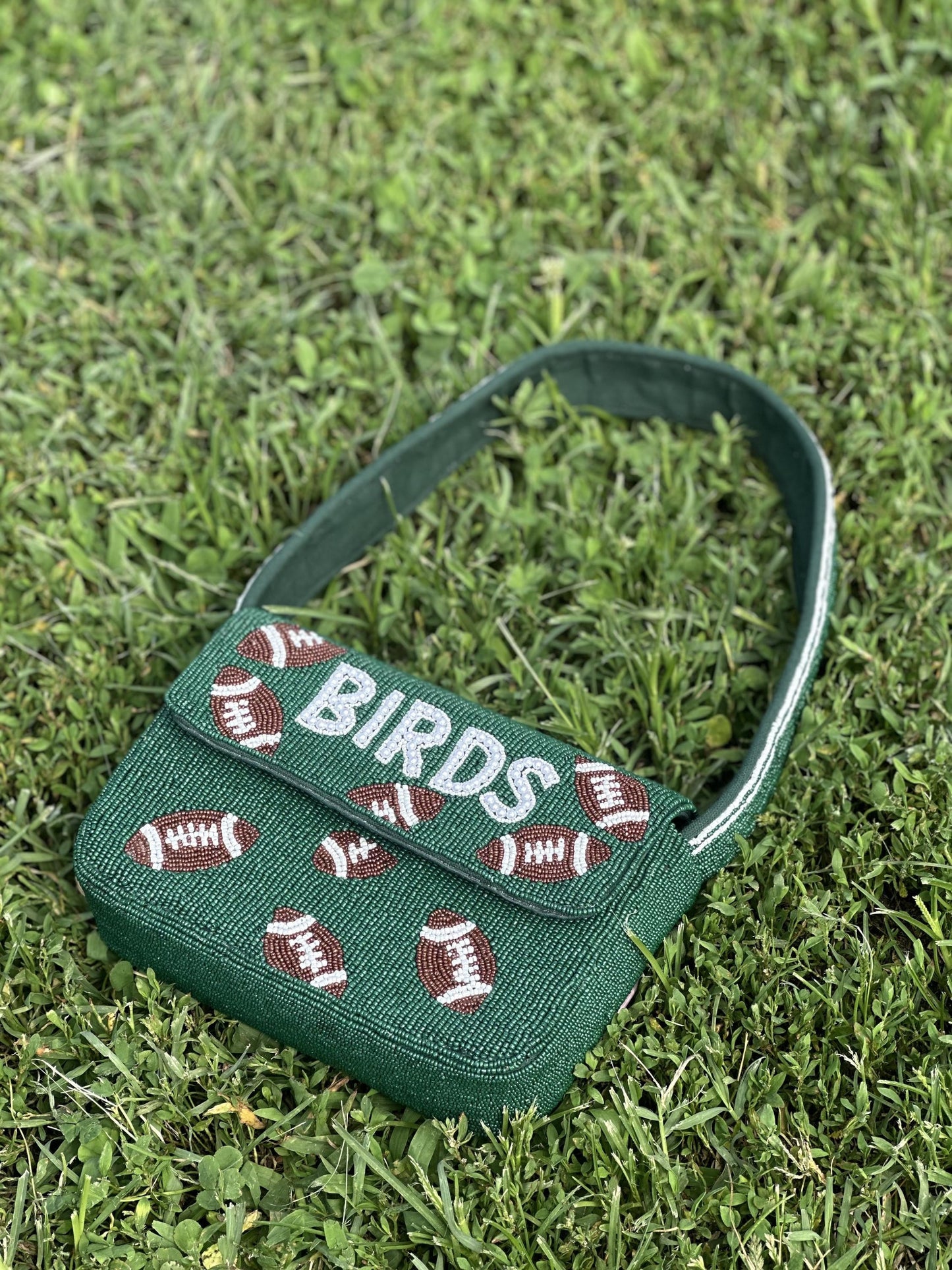BIRDS Football Beaded Shoulder Bag