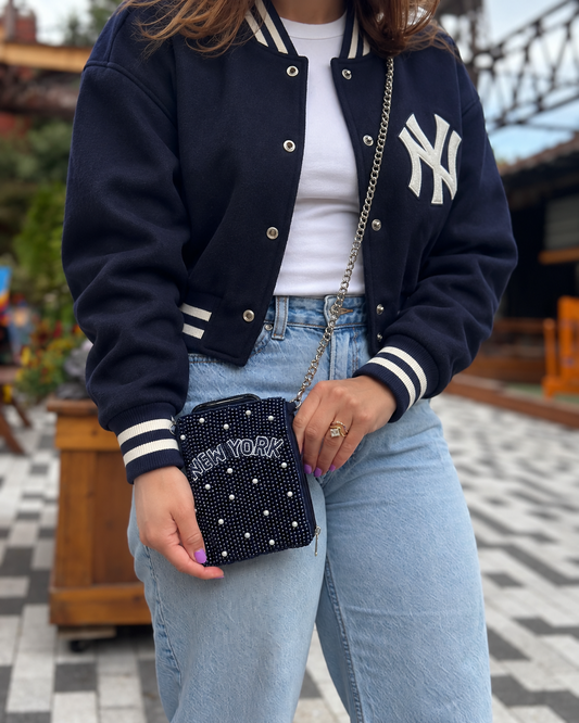 NEW YORK Beaded Cell Phone Crossbody