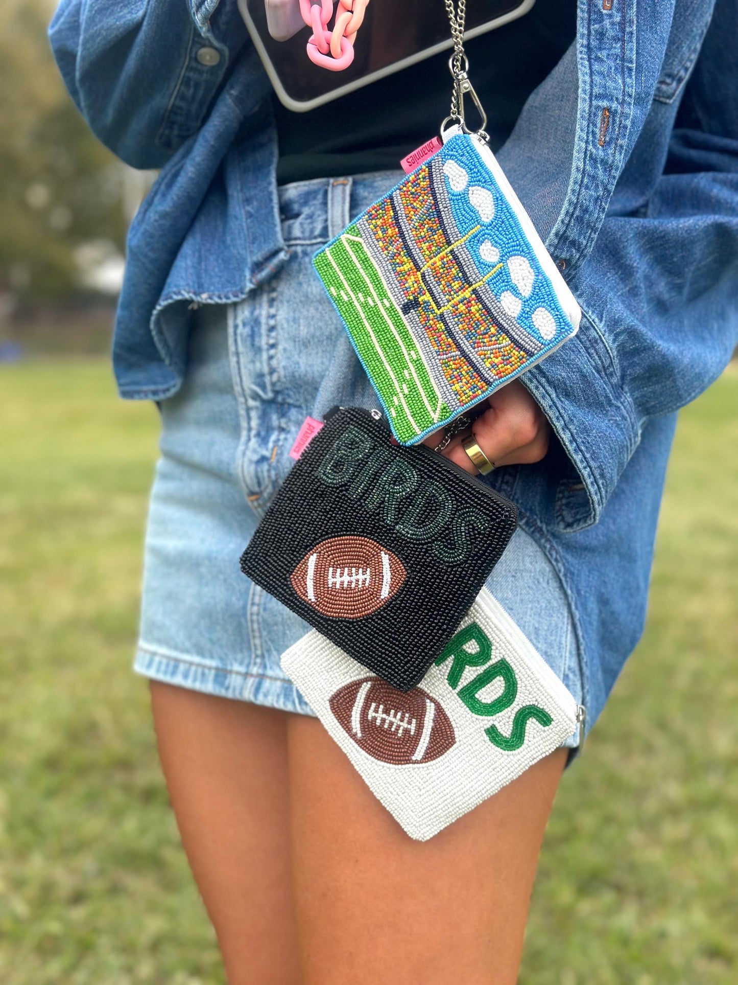 Football Stadium Beaded Coin Purse
