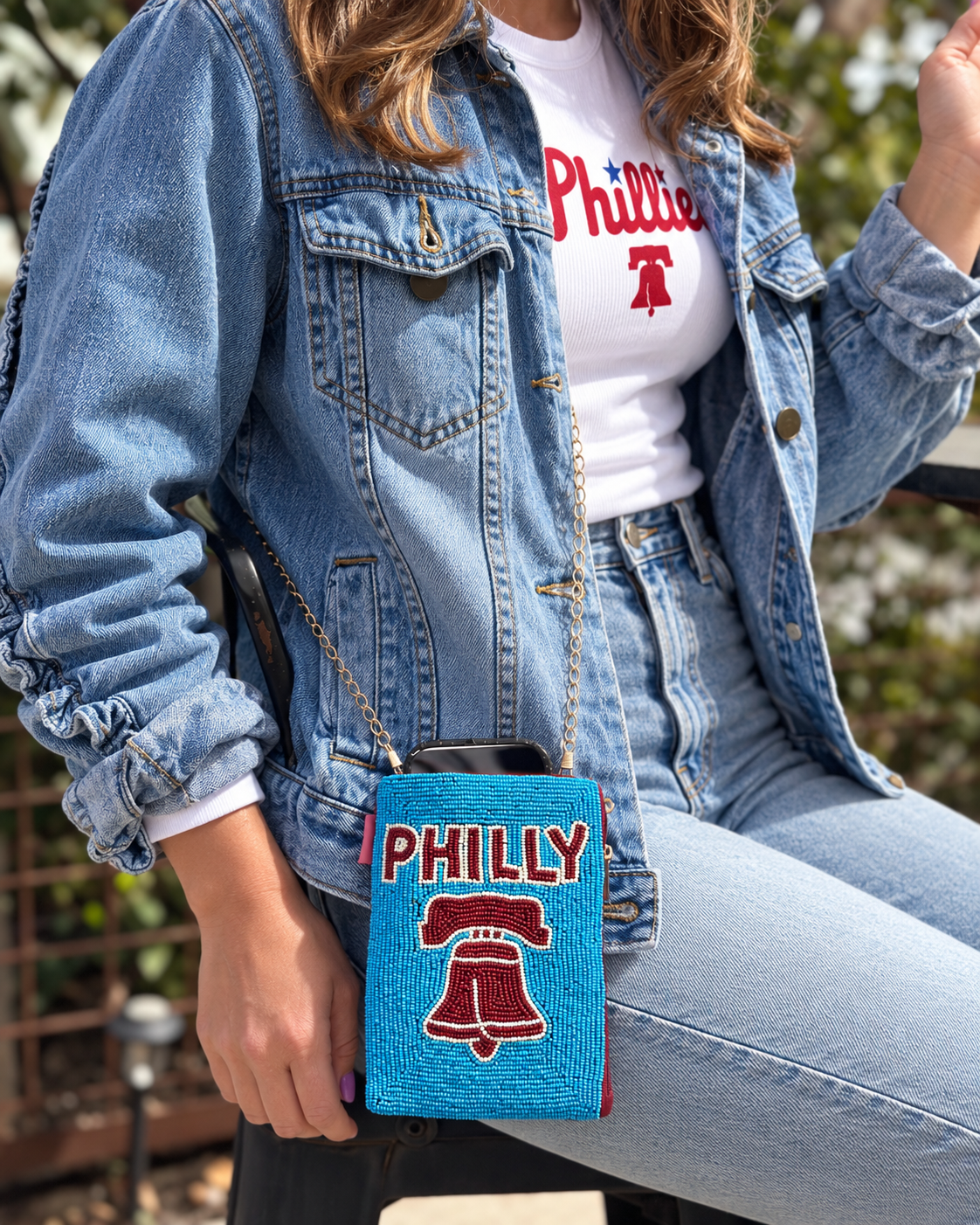 PHILLY Liberty Bell Beaded Cell Phone Crossbody