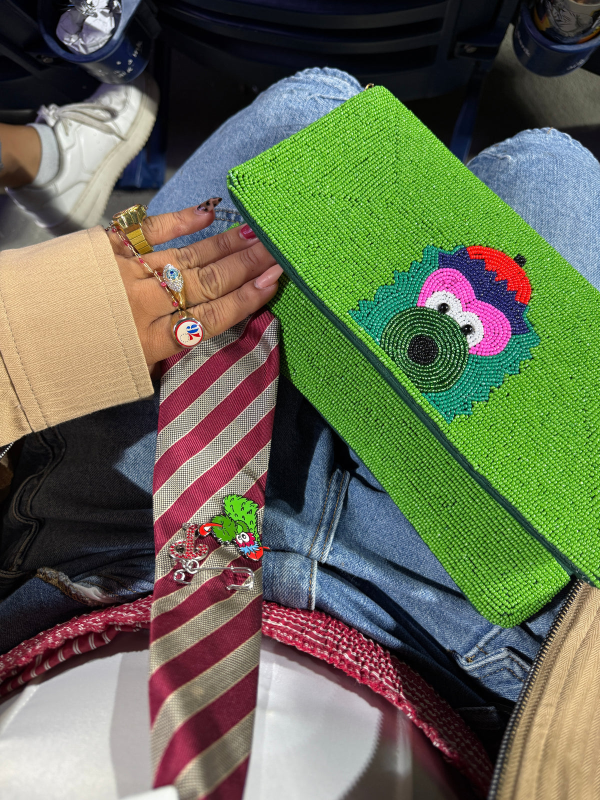 Philadelphia Mascot Oversized Beaded Clutch