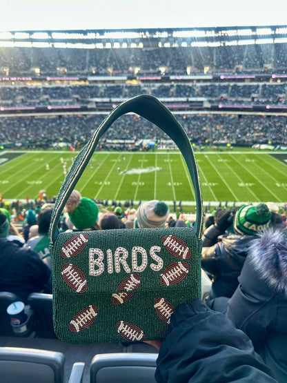 BIRDS Football Beaded Shoulder Bag