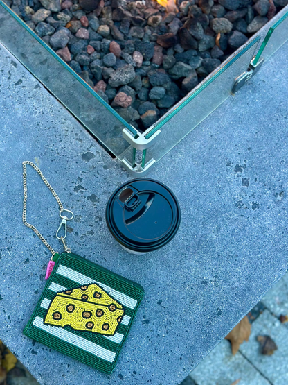 Green Bay Cheese Beaded Coin Purse