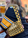 *PRE-ORDER* Pittsburgh | Yellow & Black Checkered 'THE BURGH' Beaded Bag