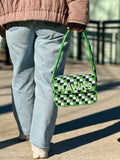 *PRE-ORDER* Seattle Football | Green & Blue Checkered 'HAWKS' Beaded Bag