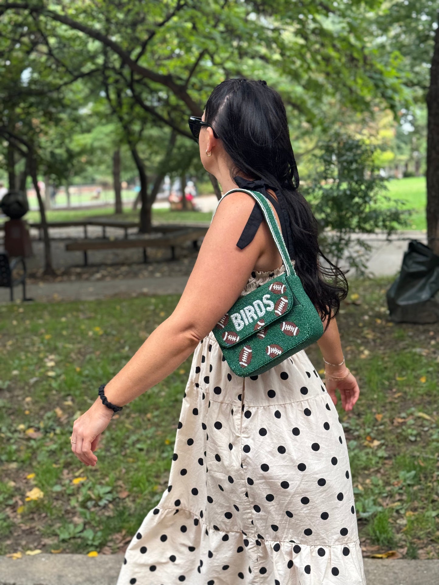 BIRDS Football Beaded Shoulder Bag