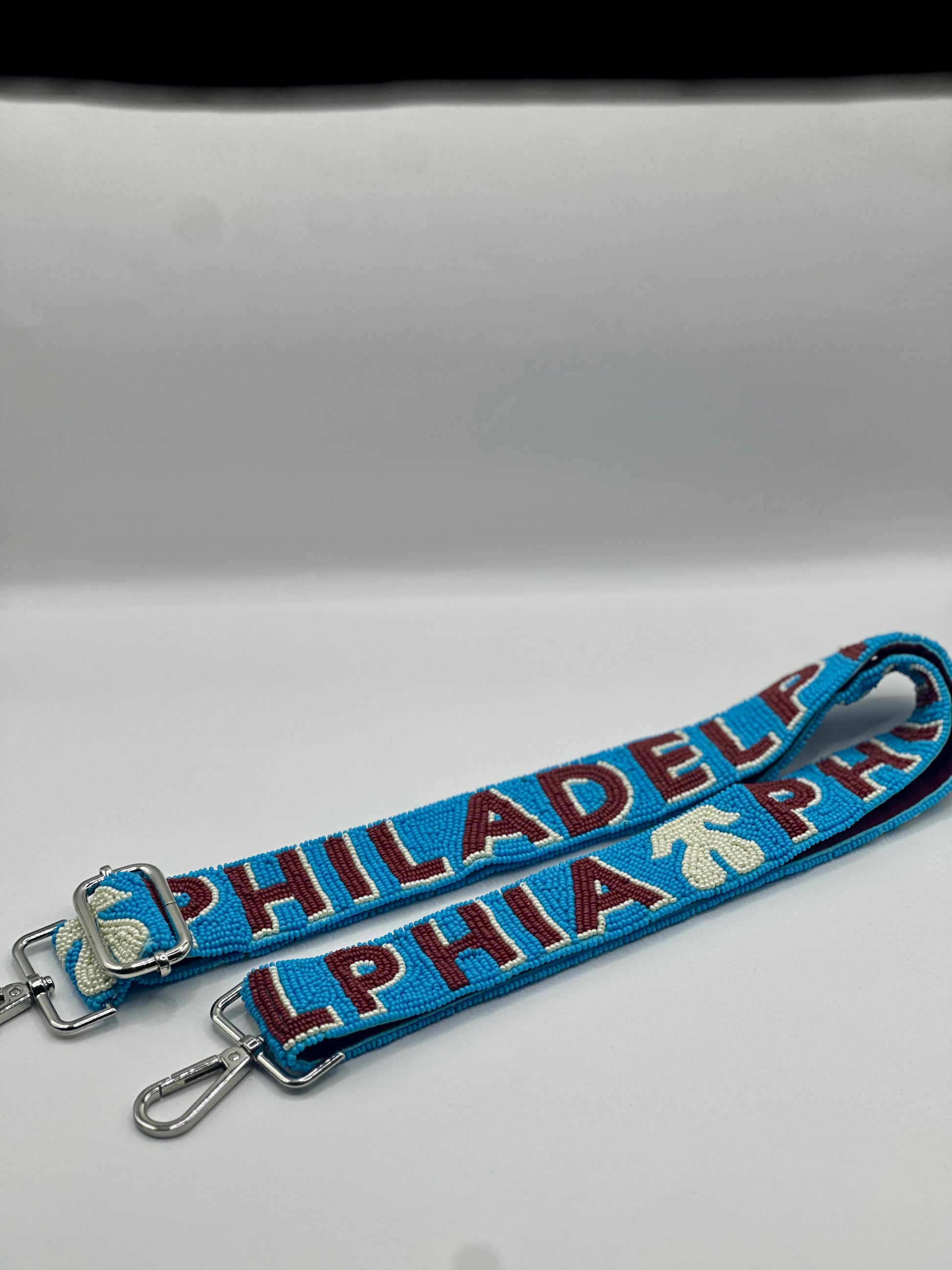 PHILADELPHIA Beaded Strap - Powder Blue and Burgundy