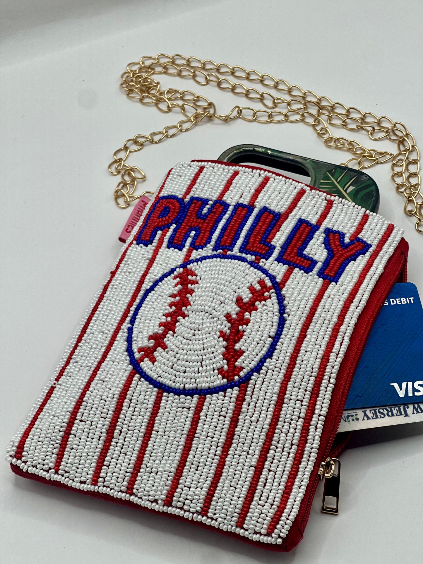 PHILLY Baseball Beaded Cell Phone Crossbody