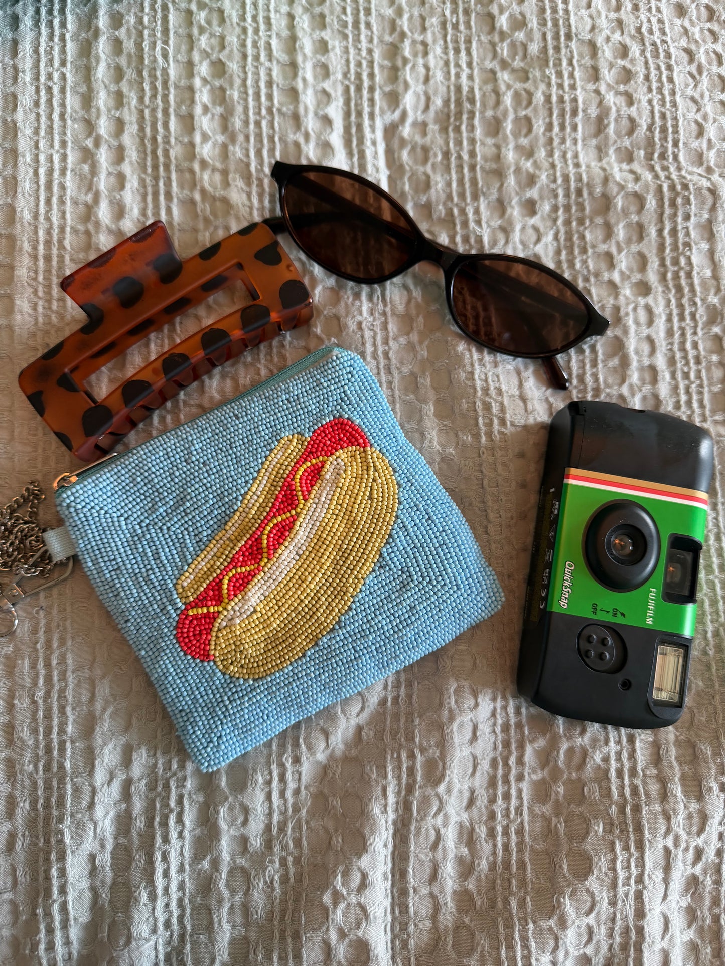 Hot Dog Beaded Coin Purse