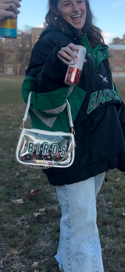 BIRDS White Convertable Crossbody Purse
