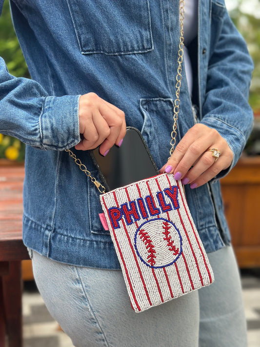 PHILLY Baseball Beaded Cell Phone Crossbody