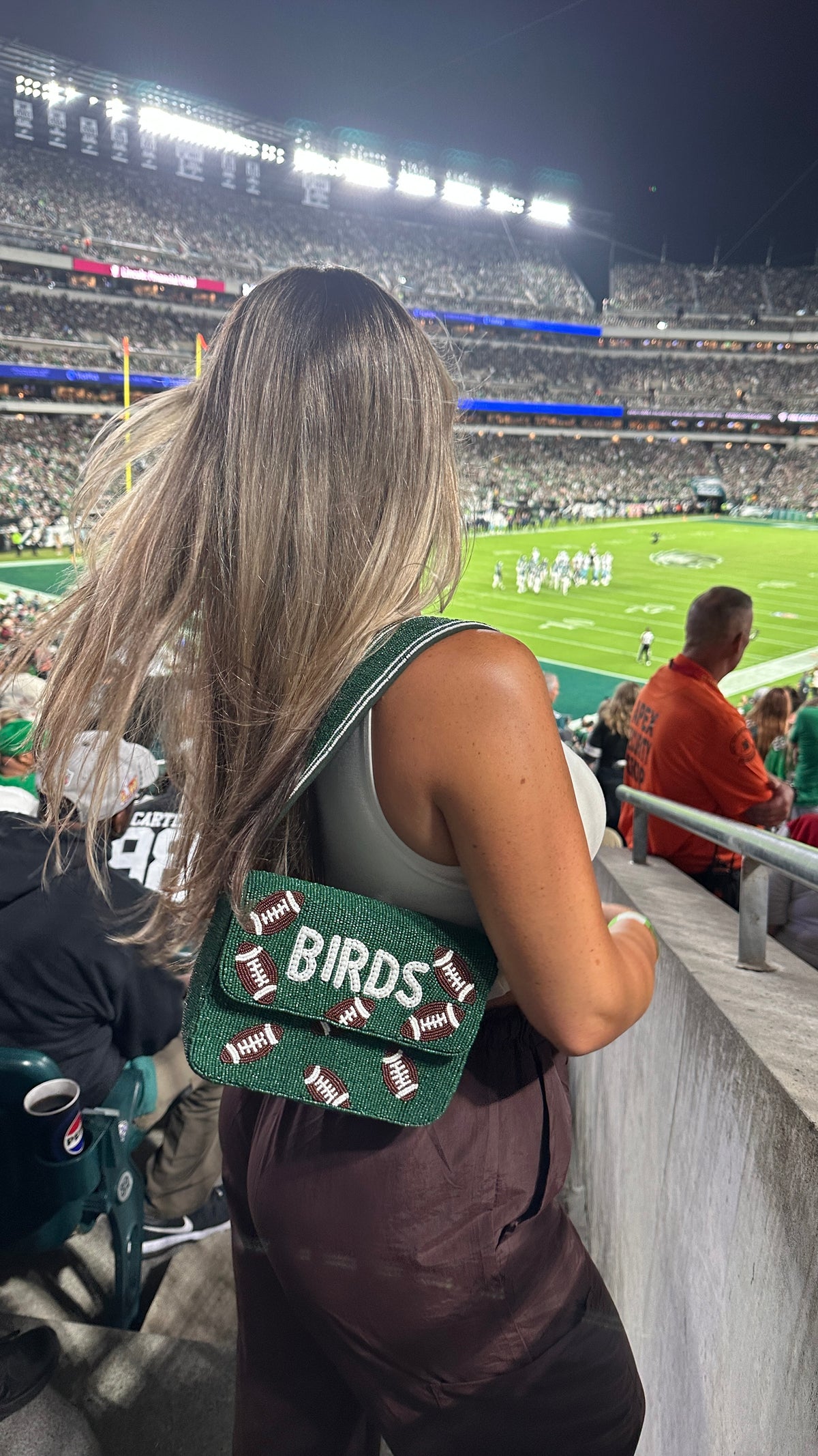 BIRDS Football Beaded Shoulder Bag