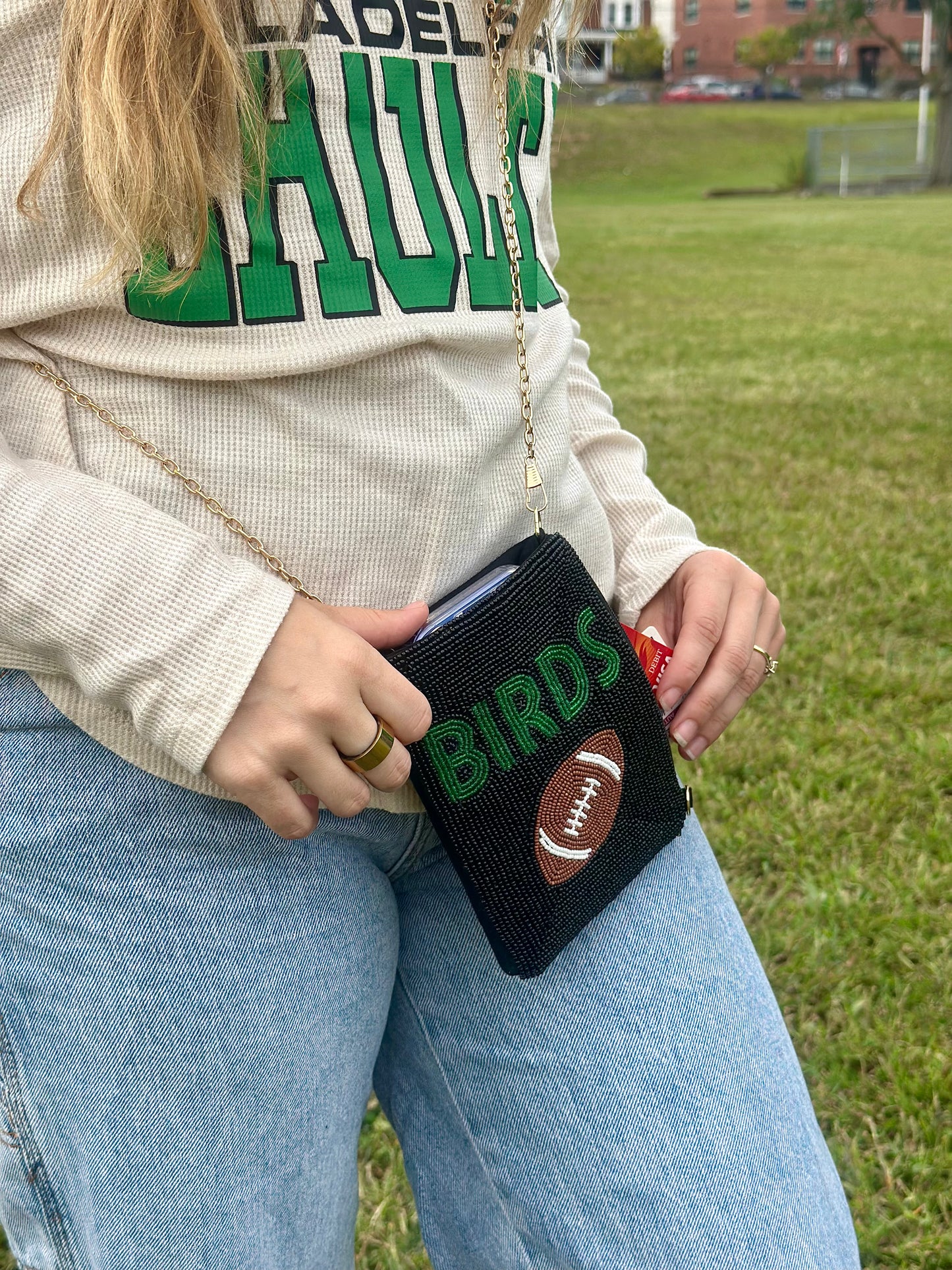 BIRDS Beaded Cell Phone Crossbody