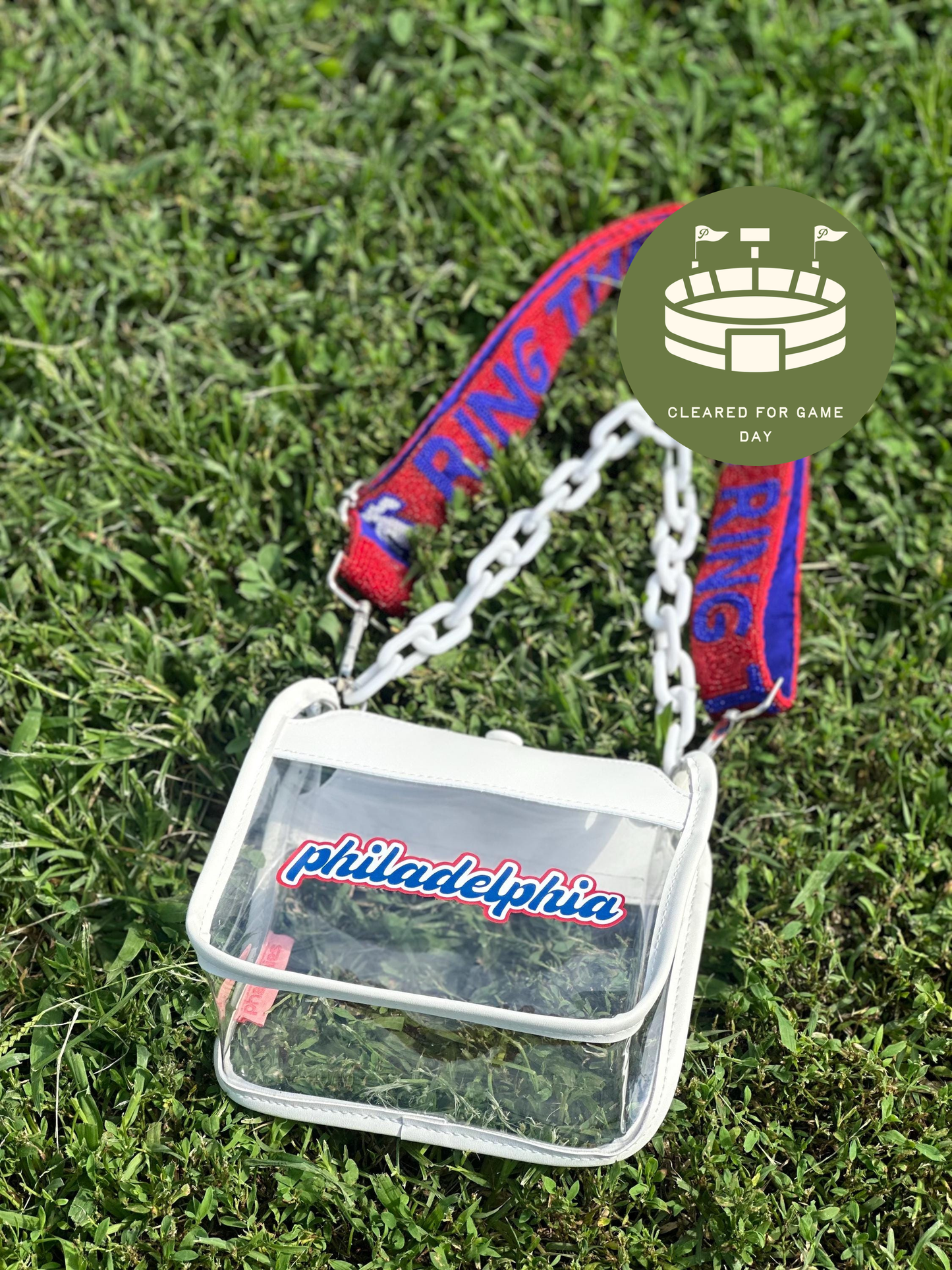 philadelphia Clear Crossbody Bag | Stadium Approved with RING THE BELL Strap