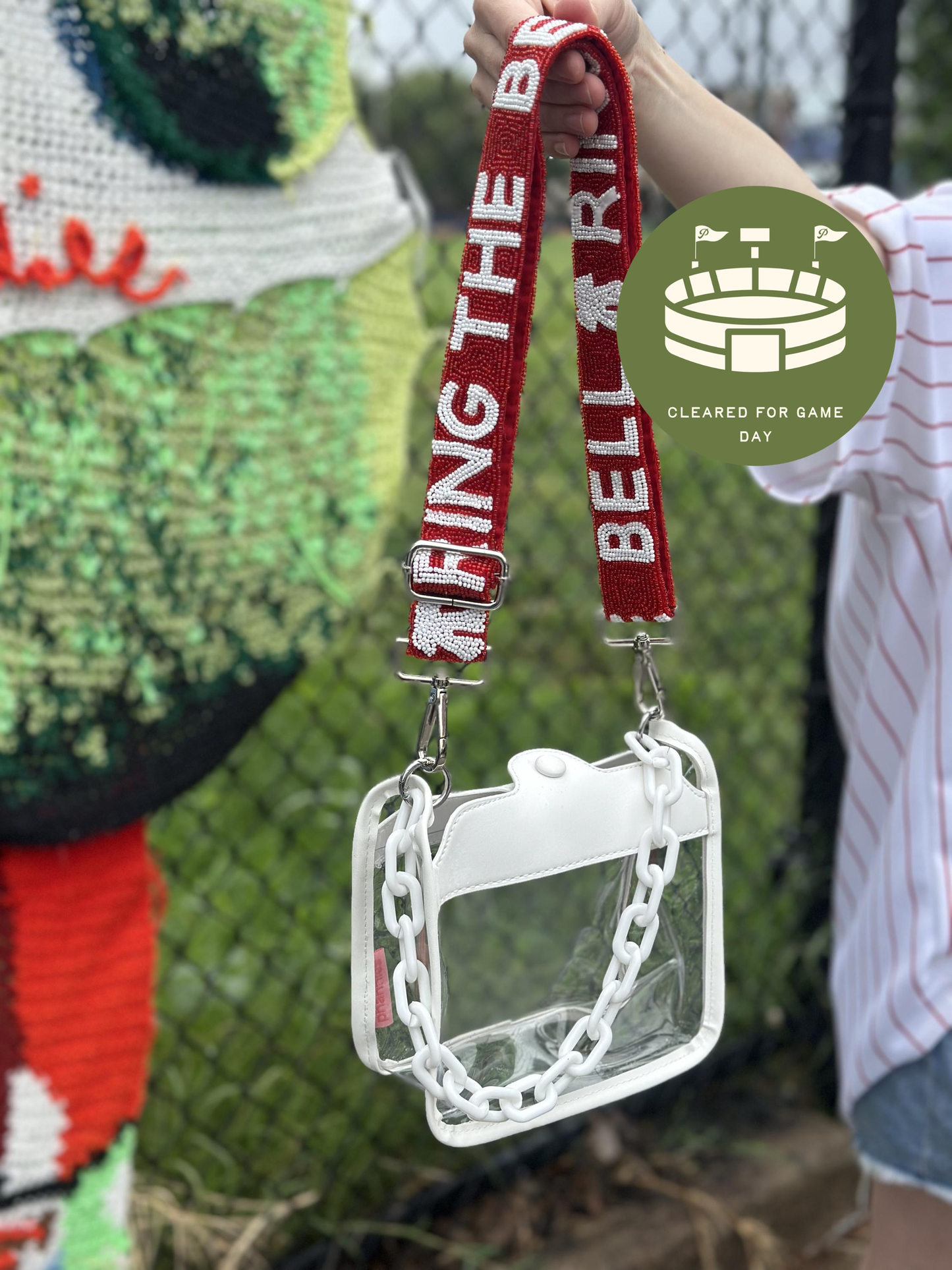 White Clear Crossbody Bag | Stadium Approved with RING THE BELL Strap