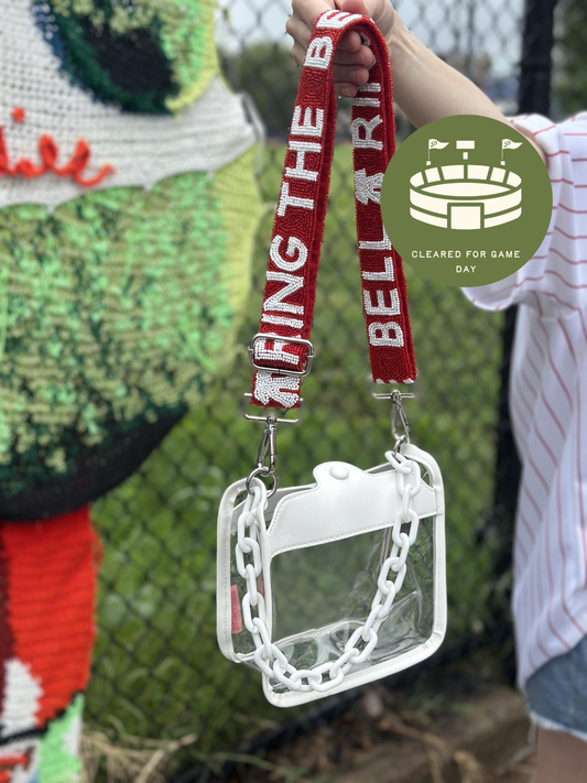 White Clear Crossbody Bag | Stadium Approved with RING THE BELL Strap