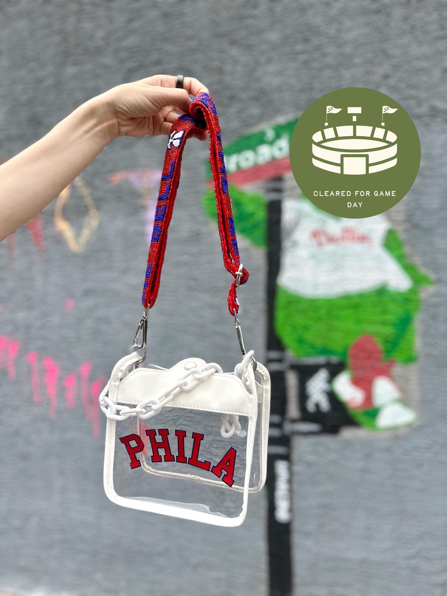 PHILA Clear Crossbody Bag | Stadium Approved with RING THE BELL Strap