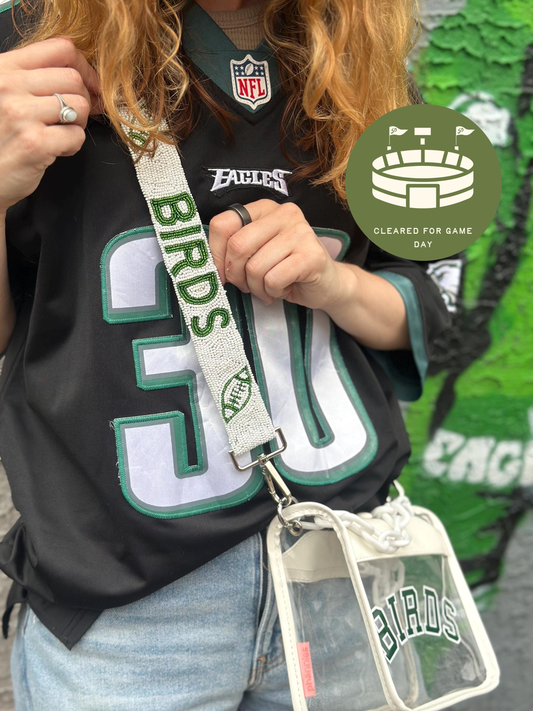 BIRDS Clear Crossbody Bag | Stadium Approved with White BIRDS Strap