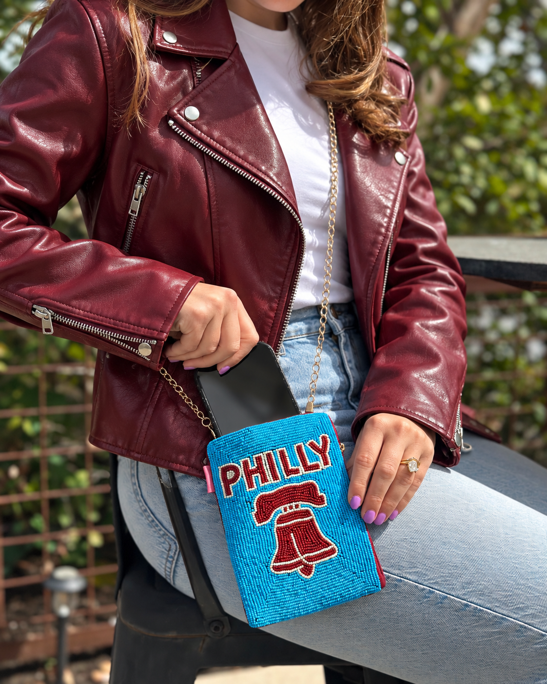 PHILLY Liberty Bell Beaded Cell Phone Crossbody