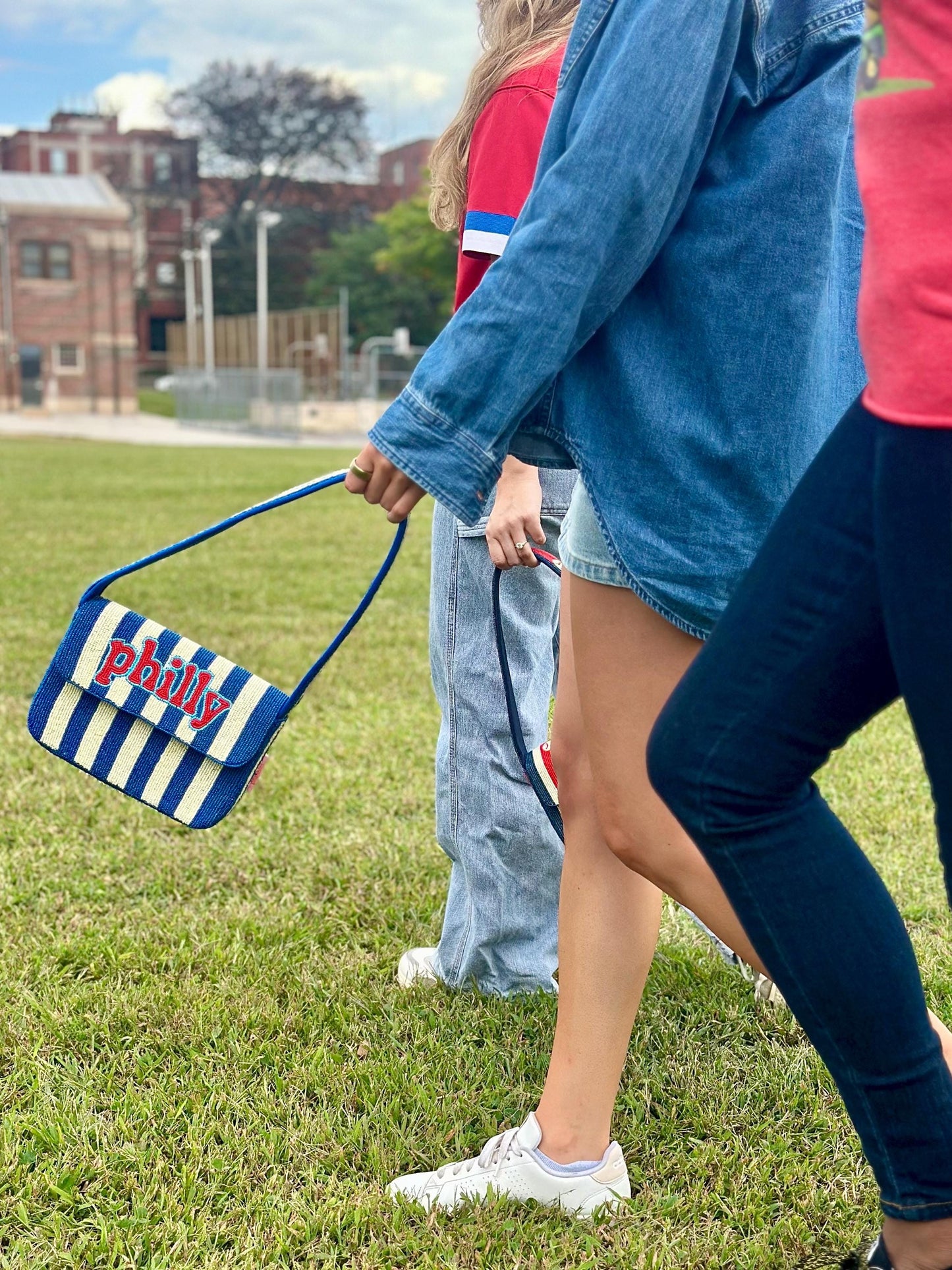 philly Striped (2) Beaded Shoulder Bag