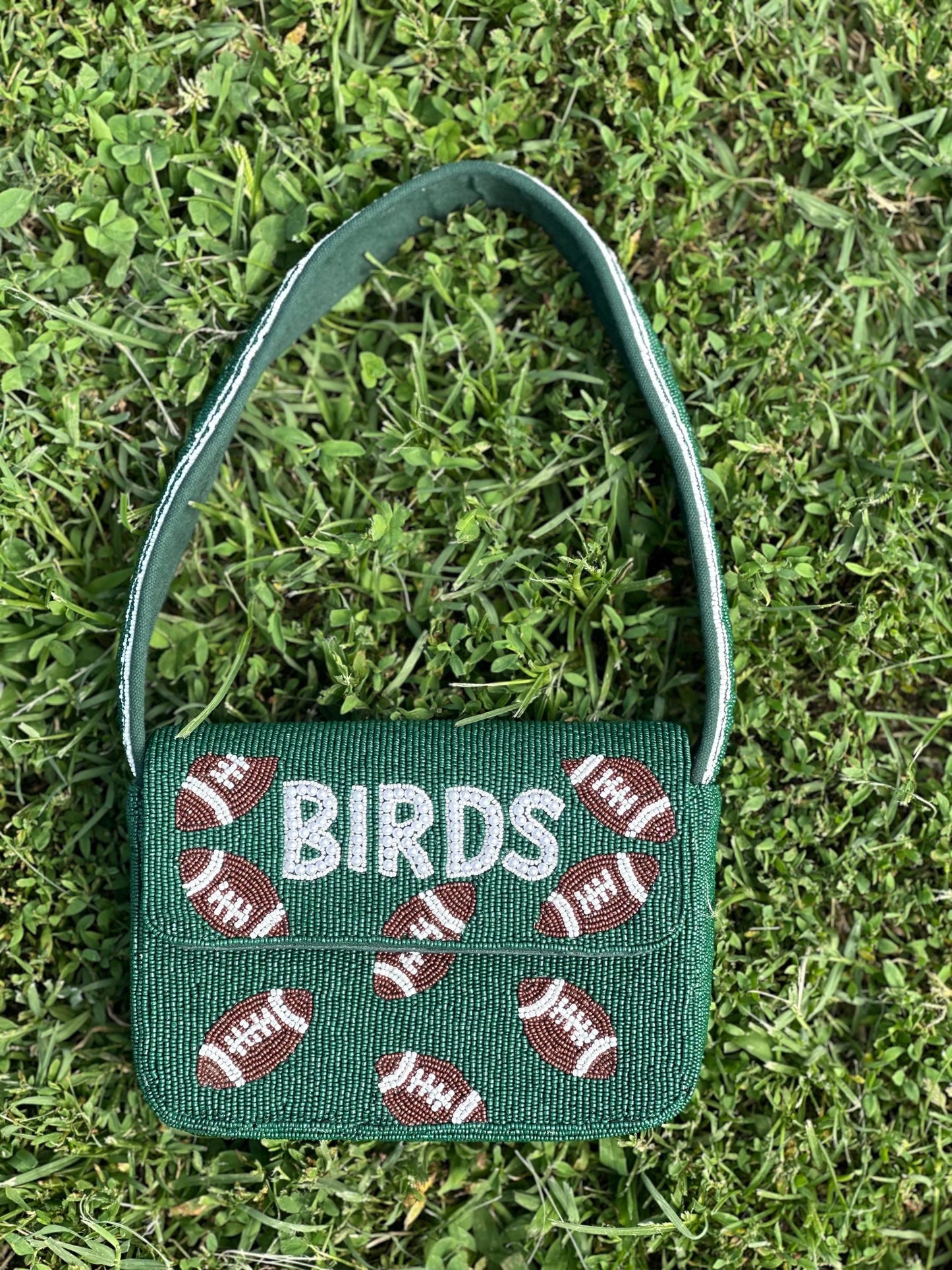 BIRDS Football Beaded Shoulder Bag