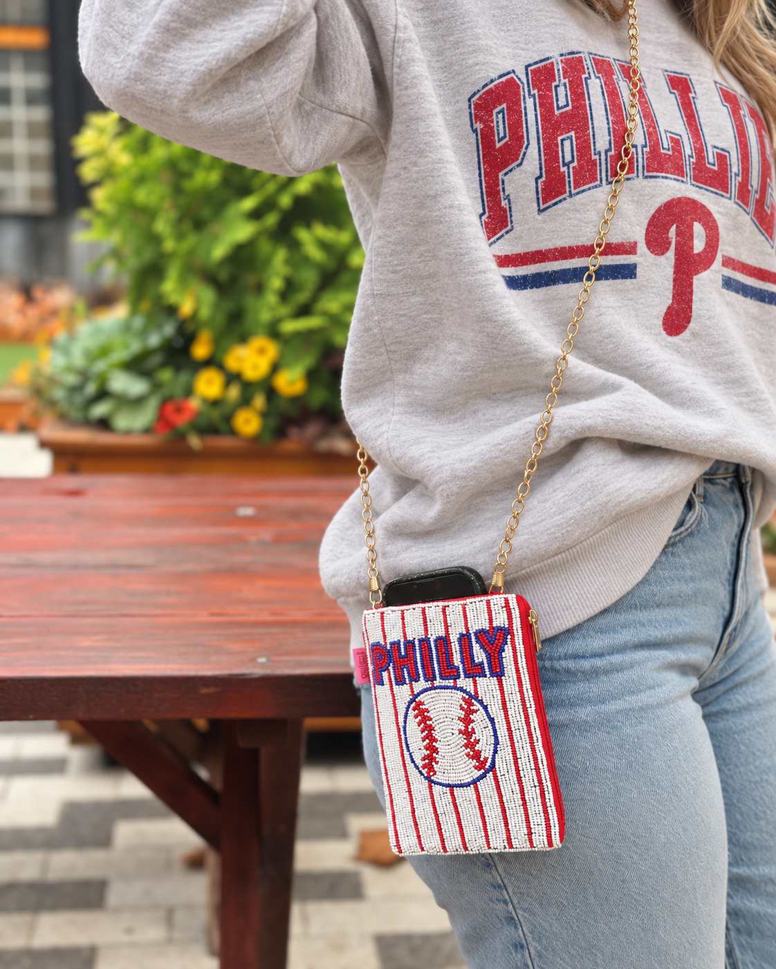PHILLY Baseball Beaded Cell Phone Crossbody