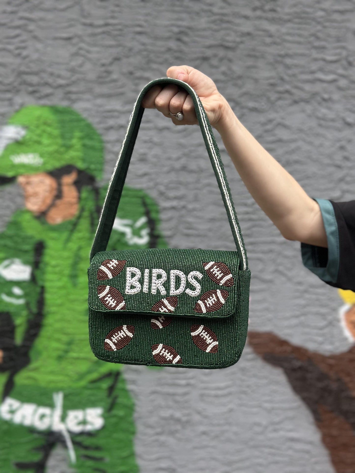 BIRDS Football Beaded Shoulder Bag